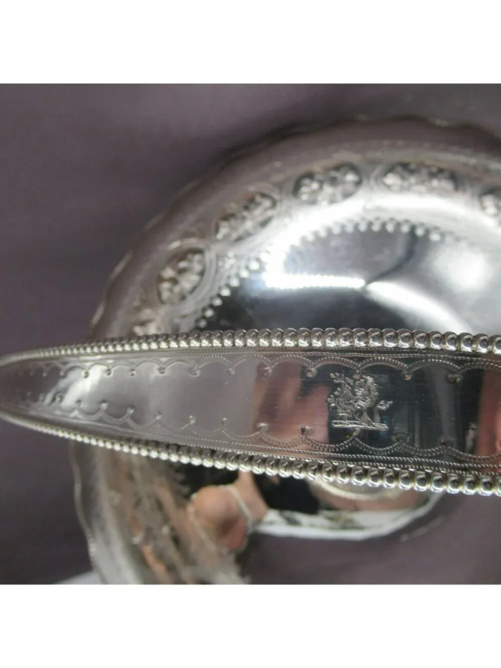 Antique Sheffield Silverplate Etched Pedestal Basket Beaded Waterfall Rim Martin